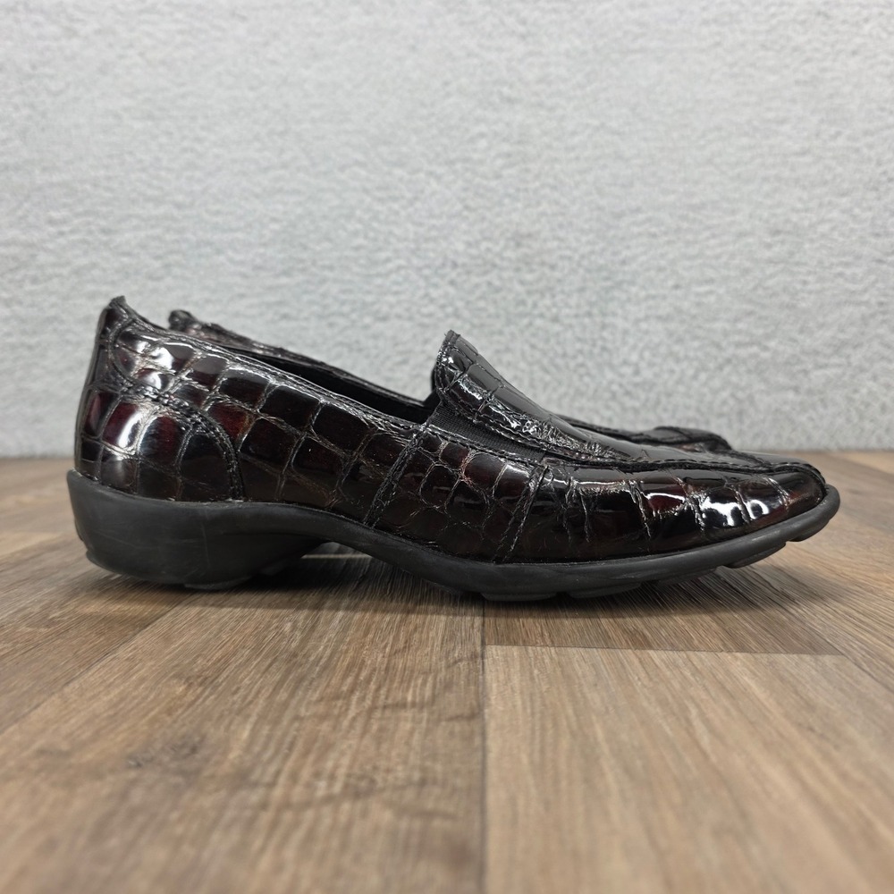 1803 Black Patent‎ Croc Embossed Slip On Loafer Shoes Womens Size 41 US 9.5